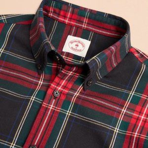 Black Stewart Tartan Flannel Shirt - Brooks Brothers small